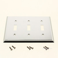 New Creative Accents Polished Chrome Steel 3-Gang Toggle Switch Wallplate 9CS103