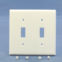 Eagle White Standard 2Gang UNBREAKABLE Toggle Switch Cover Nylon Wallplate 5139W