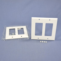 2 Cooper White Decorator Standard 2-Gang Thermoset Wallplate GFCI GFI Covers 2152W