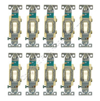 10 Cooper White COMMERCIAL Grade Toggle Wall Light Switches 15A 120/277V Bulk