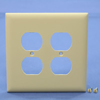 Pass & Seymour TradeMaster Jumbo Ivory 2-Gang Outlet Cover Duplex Receptacle Thermoset Plastic Wallplate TPJ82-I