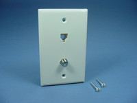 Leviton Light Almond Phone Cable CATV Video Jack Wall Plate Telephone 40259-T