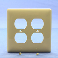 Hubbell Ivory UNBREAKABLE 2-Gang Duplex Receptacle Outlet Mid-Size Wallplate Cover NPJ82I