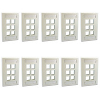 10 Leviton White Quickport 6-Port ID Window Flush Wallplates 1-Gang Cover 42080