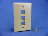 NEW Leviton Ivory Quickport 3-Port Flush Mount High Impact Fire-Retardant Plastic Wallplate Cover 1-Gang 41080-3IP