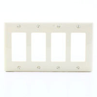 Hubbell "Office White" Standard Size 4-Gang Decorator Rocker Unbreakable Wallplate  Switchplate Cover NP264OW
