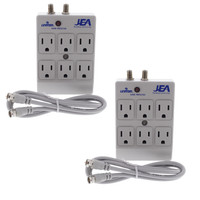 2 Leviton Gray 6-Outlet SURGE Protector Receptacle Adapters Coaxial CATV 4400-PC