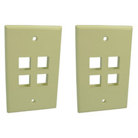 2 Leviton Ivory Quickport 4-Port Box Mount High Impact Plastic Wallplates 41080