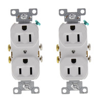 2 Eaton White Commercial Grade Outlet Receptacles Nema 5-15R 15A 125V Bulk CR15W