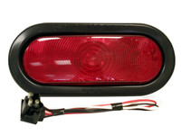 Peterson V421KR Red Oval Stop Turn Tail Light 6.5" x 2.25" w/ Grommet & 90� Plug