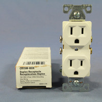 New Cooper White COMMERCIAL Grade Outlet Receptacle NEMA 5-15R 15A 125V CR15W