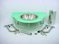New Decolav Stainless Steel Full Recessed Bowl Seafoam Green Glass Top Vanity