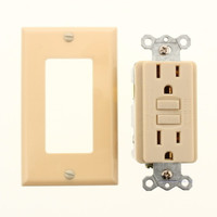 GX Electric Ivory GFCI Duplex Receptacle With Wallplate 15A 125V