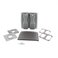 Two Gang Universal Flip-Lid Weatherproof Receptacle Cover, Silver, Die Cast Zinc