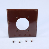 Cooper Brown Mid-Size UNBREAKABLE 2.15" Power Outlet Cover 2-Gang Receptacle Wallplate PJ703B