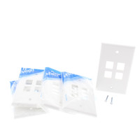 Leviton 40804-WCP White Quickport 4-Port Data Center Plastic Wallplate Covers