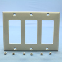 Cooper Gray Standard Decorator 3-Gang Thermoset Wallplate GFCI GFI Cover 2163GY