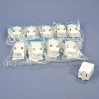10 White Leviton 1-15 Straight Blade Connector Plugs NEMA 1-15R 15A 125V 102-W