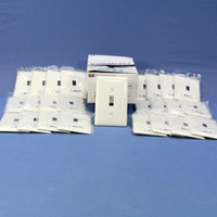 25 Hubbell White UNBREAKABLE Mid-Size Toggle Switch Cover Plate Wallplates NPJ1W