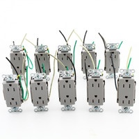10 Hubbell Gray 15A TR Decorator Outlets 5-15 w/ 6.5" Stranded Leads DR15GRYTRP2