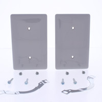 2 Hubbell Gray 1-Gang Blank Unbreakable Nylon Covers Strap Mount Wallplate NP14GY