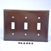 New Cooper Brown 3-Gang Toggle Switch Plastic Cover Wall Plate Switchplate 2141B