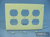 Leviton Ivory 3-Gang Receptacle Wallplate Unbreakable Duplex Outlet Cover 80730-I