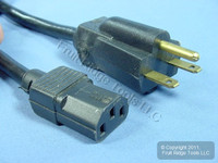 Leviton 15 Ft Black Power Cord 10A 2500W 250V NEMA 6-15P Plug to C13 P5013-15-BL