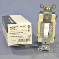 Cooper White 3-Way COMMERCIAL Grade Toggle Wall Light Switch 20A CSB320W