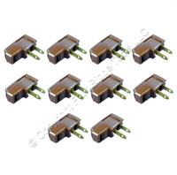 10 Cooper Brown Plugs Right Angle Side Mount 15A 125V Non-Polarized 1-15P BP2600