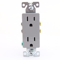 Eaton 1107GY Gray Decorator Receptacle Outlet 5-15R Bulk 15A 125V