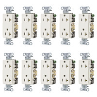 10-Pack Hubbell White Commercial Decorator Receptacle Outlets 20A 5-20R DR20WHI