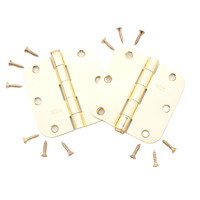2 National N266-247 Removable Pin Door Hinges Brass Finish Steel 3.5" w/ Screws