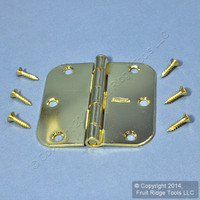 2 National N266-247 Removable Pin Door Hinges Brass Finish Steel 3.5" w/ Screws