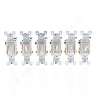 Leviton 1453-2TM Light Almond 3-Way Toggle Switches 15A 120V 6pcs