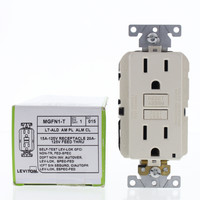 Leviton MGFN1-T Lev-Lok Light Almond Duplex Self-Test GFCI Receptacle 15A 125V