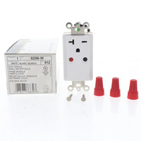 Leviton 6298-W White DHC Single Wall Receptacle 20A 250V