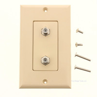 Philmore Designer Ivory Dual Coaxial Wall Jack Cover Plate F-81's F-Type 75-4420