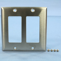 Hubbell NON-MAGNETIC Stainless Steel 2-Gang Decorator Wallplate Cover GFCI SS262