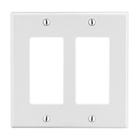 Hubbell P26W Double Gang Wall Plate White For Dual Rocker Switches Standard Size