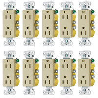 10 Hubbell Ivory Residential Decorator Receptacle Outlets 5-15R 15A 125V RRD15I