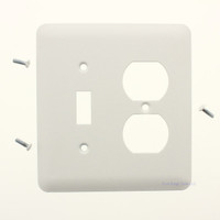 TayMac White Textured 2-Gang Duplex Receptacle/Toggle Mid-Size Metal Wallplate
