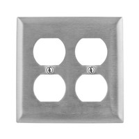 Hubbell Non-Mag Stainless Steel 2G Receptacle Wallplate Duplex Outlet Cover SS82