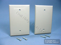2 Leviton Gray UNBREAKABLE Midway Blank Wallplates Thermoplastic Box Mount Covers PJ13-GY