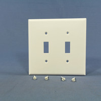 Cooper White Mid-Size 2-Gang Toggle Switch Cover Wall Plate Switchplate 2039W