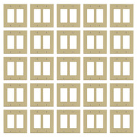 25pk Hubbell Ivory 2Gang Decorator GFCI Rocker Wallplate Unbreakable Cover P262I
