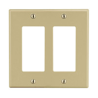 Hubbell Ivory 2-Gang Decorator GFCI Rocker Wallplate Unbreakable Cover P262I