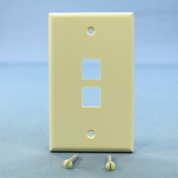 Leviton Almond Quickport 2-Gang 2-Port Flush-Mount Wallplate Cover 40702-BA