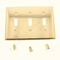 Creative Accents Bright Brass Steel 3-Gang Toggle Light Switch Wallplate 9BS103