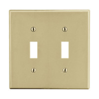 Hubbell Ivory Unbreakable 2-Gang Toggle Switch Cover Wallplate Switchplate P2I